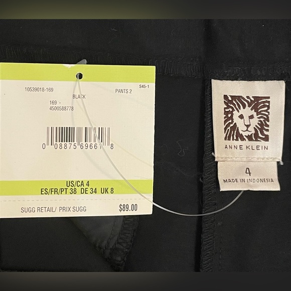 ANNE KLEIN NWT Sz 4, Retail $89 Deep Black Dress Pants; Mid Rise, Ankle Cropped. - Picture 15 of 15